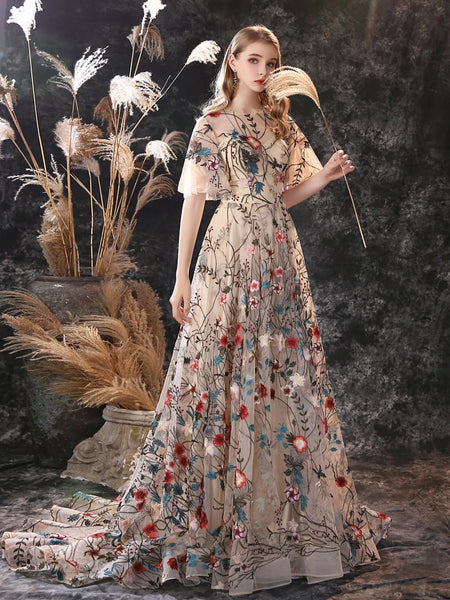 Myra Floral Embroidered Gown