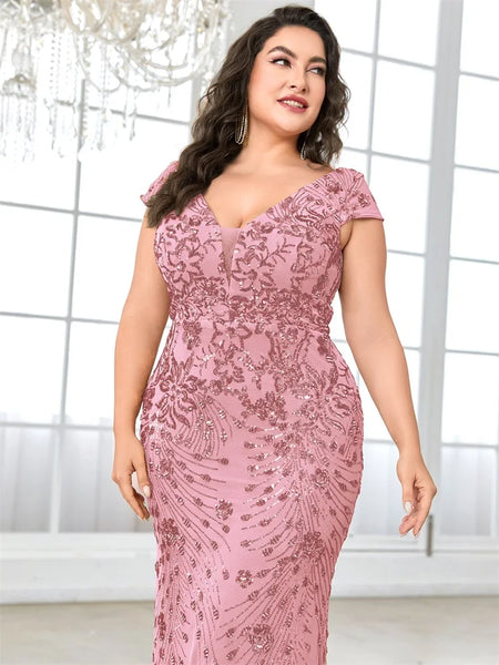 Plus Size Sequin Evening Dress