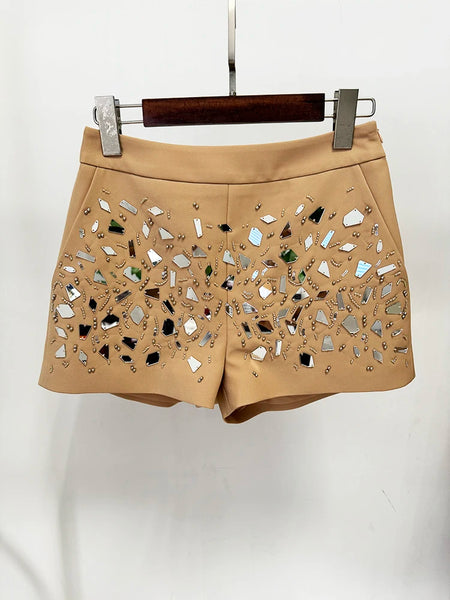 Beads Mirror Shorts Set