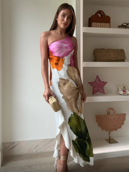 Curling One Shoulder Dress
