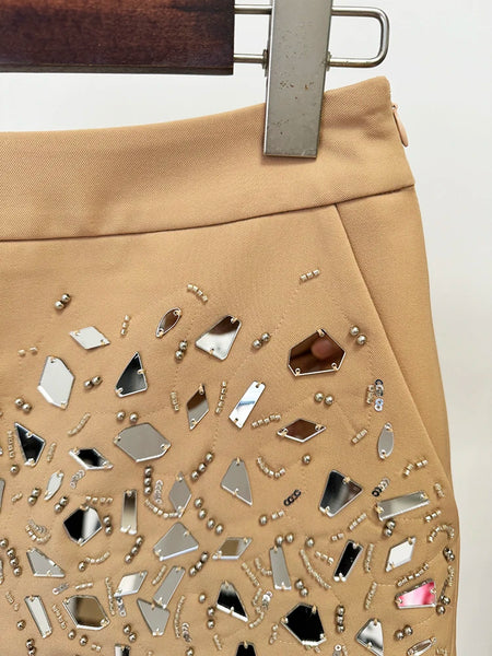 Beads Mirror Shorts Set