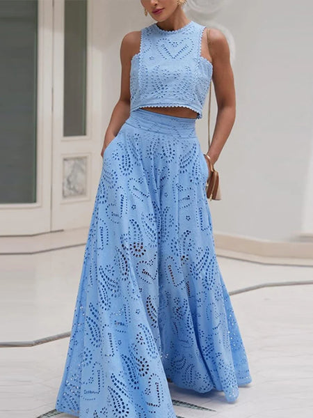 Top Half Skirt Set Embroidered