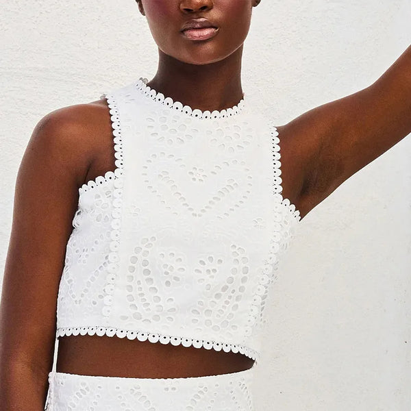 Top Half Skirt Set Embroidered