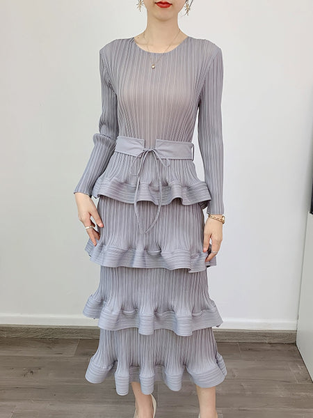 Flounce Pleated Dress