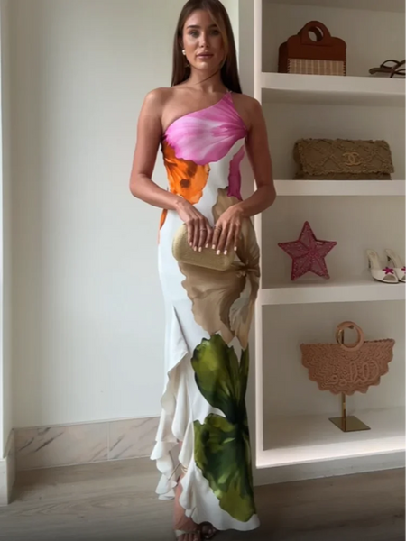Curling One Shoulder Dress