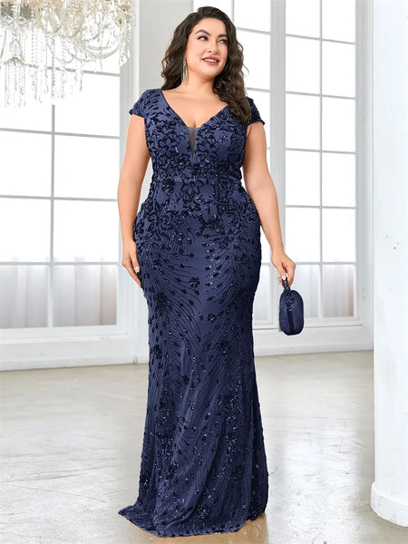 Plus Size Sequin Evening Dress