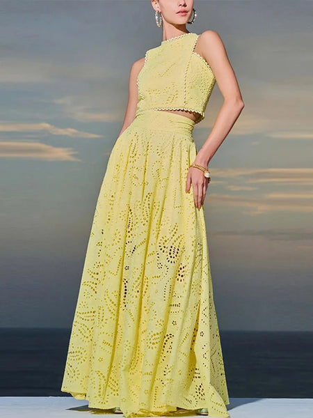 Top Half Skirt Set Embroidered