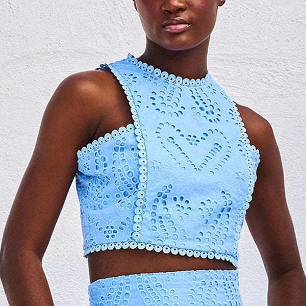 Top Half Skirt Set Embroidered