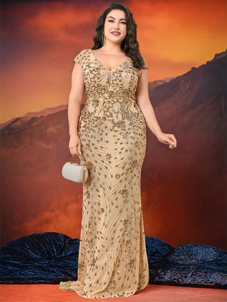 Plus Size Sequin Evening Dress