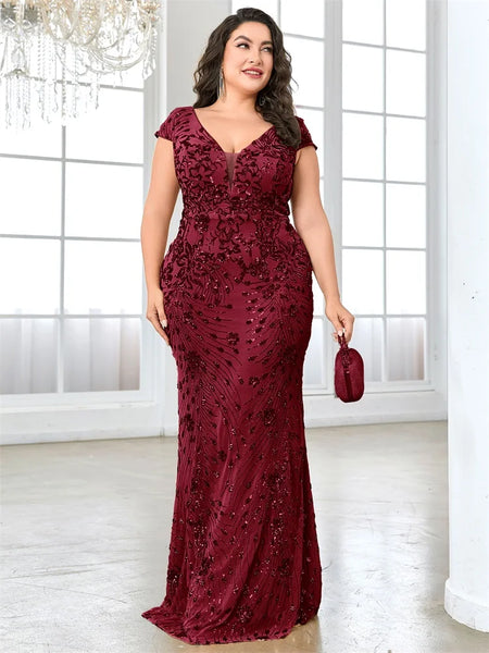 Plus Size Sequin Evening Dress