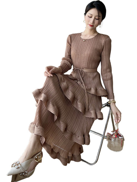Flounce Pleated Dress