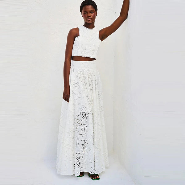 Top Half Skirt Set Embroidered