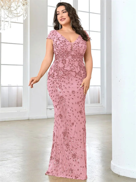 Plus Size Sequin Evening Dress