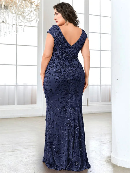 Plus Size Sequin Evening Dress