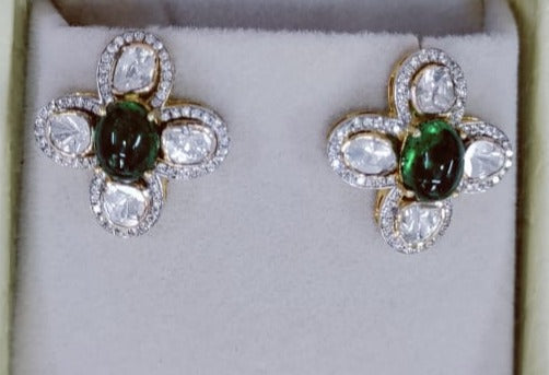 Polki Emerald Earrings