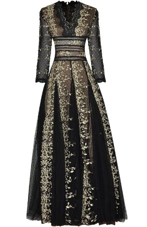 Black And Gold Dress Shein Amelia Rose Embellished Slit Detail Dress For  Women Best Price Oman