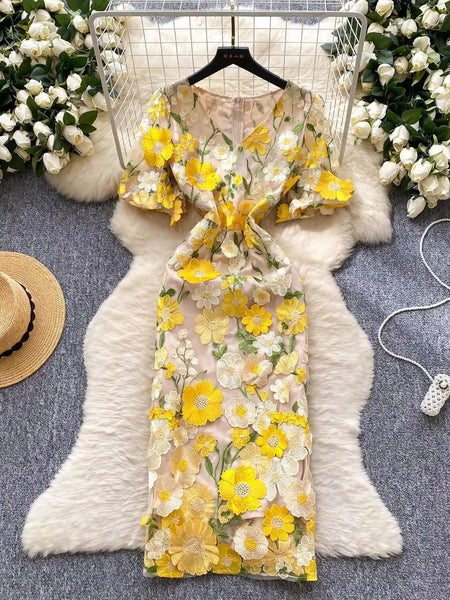 Embroidered Fishtail Dress
