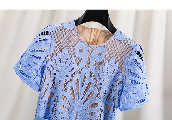 Designer Hollow Out Lace Dress