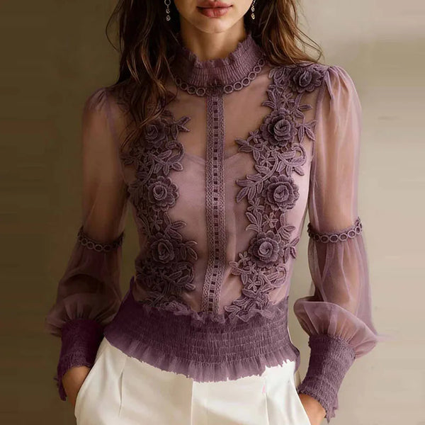 Lace Embroidered Sheer Top