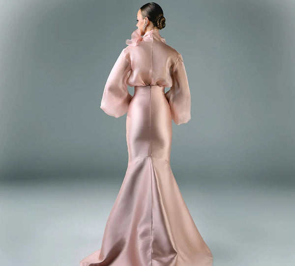 Mermaid Embroidery Bow Celebrity Gown