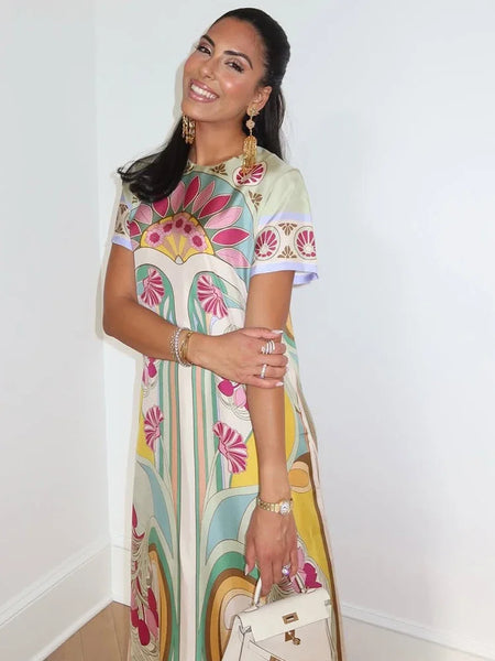 Art Floral Print Tussle Dress