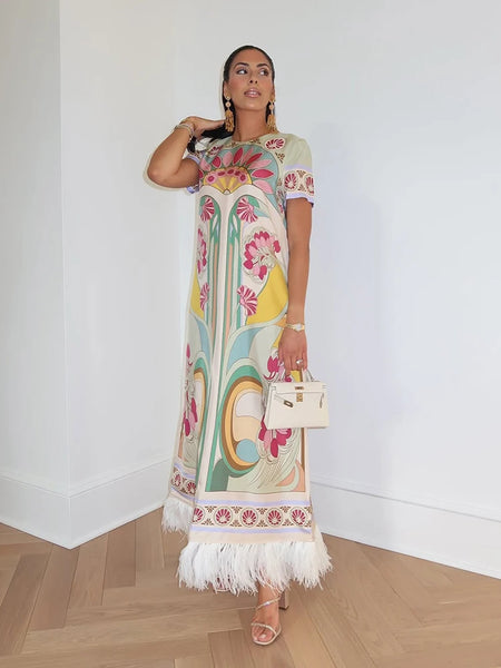 Art Floral Print Tussle Dress