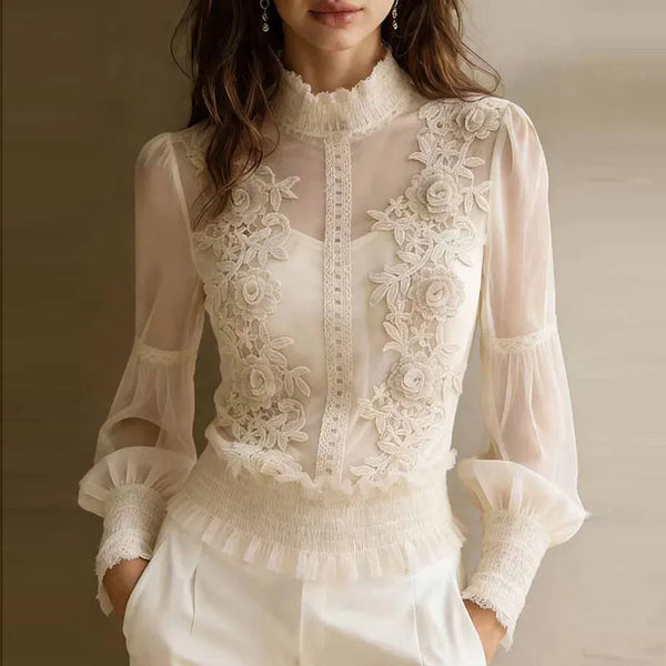 Lace Embroidered Sheer Top
