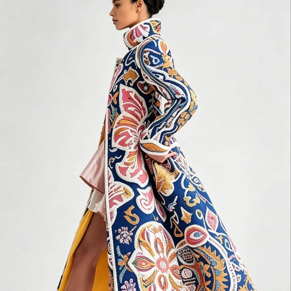 Boho Floral Trench Coat