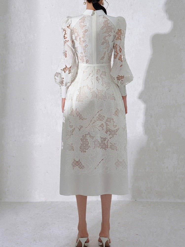 Emily Lace Dress White / S
