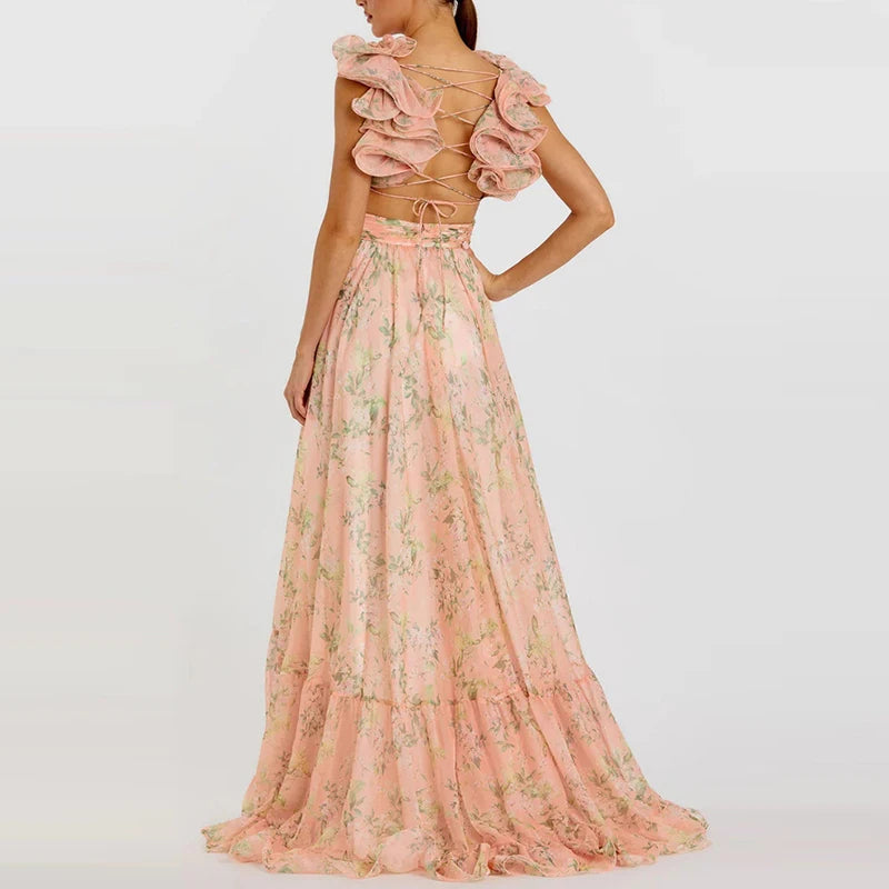 floral maxi dresses for bridesmaids Floral Bridesmaids Dress 02 Pink / M