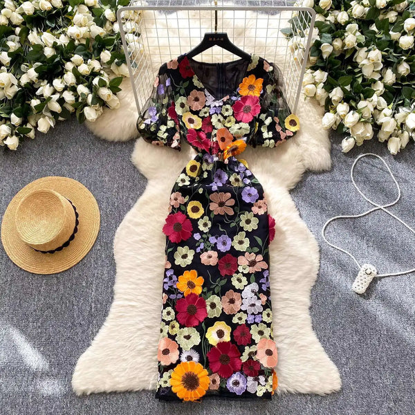 Embroidered Fishtail Dress