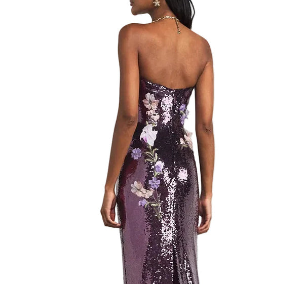 Glitter Purple Sequin Evening Gown