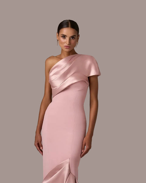 Pink Satin Evening Dress