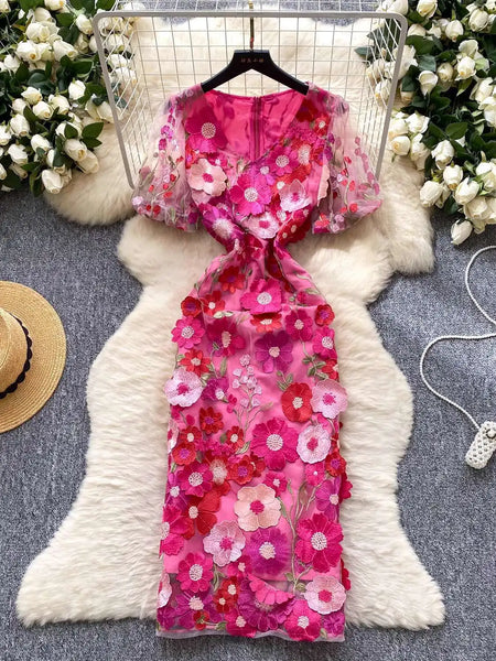 Embroidered Fishtail Dress