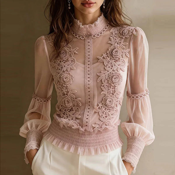 Lace Embroidered Sheer Top