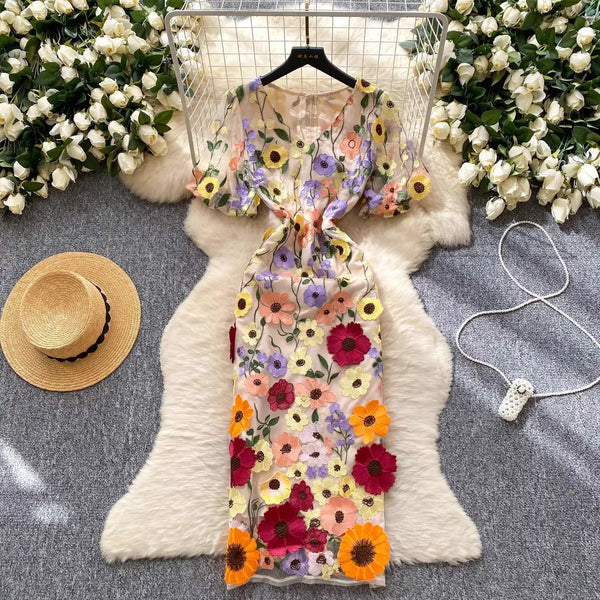 Embroidered Fishtail Dress