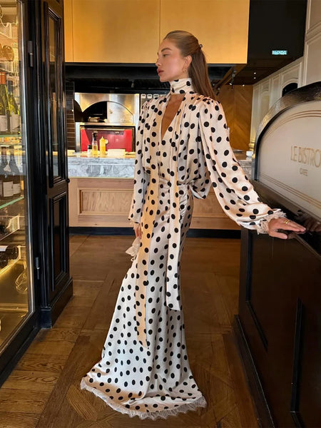 Elegant Polka Dot Shirt Skirt Set