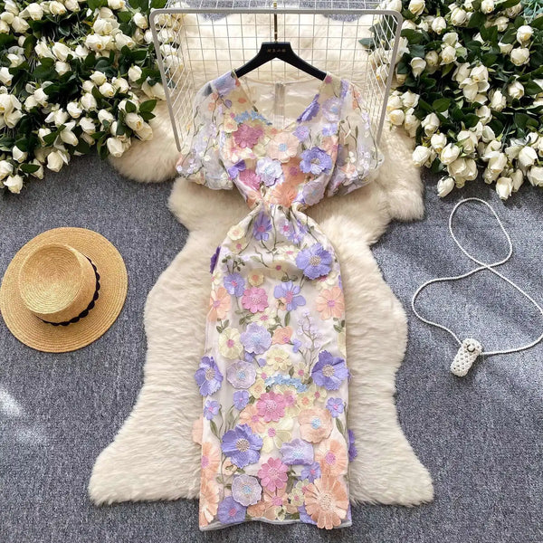 Embroidered Fishtail Dress