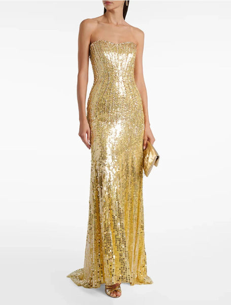 Glitter Golden Sequin Gown