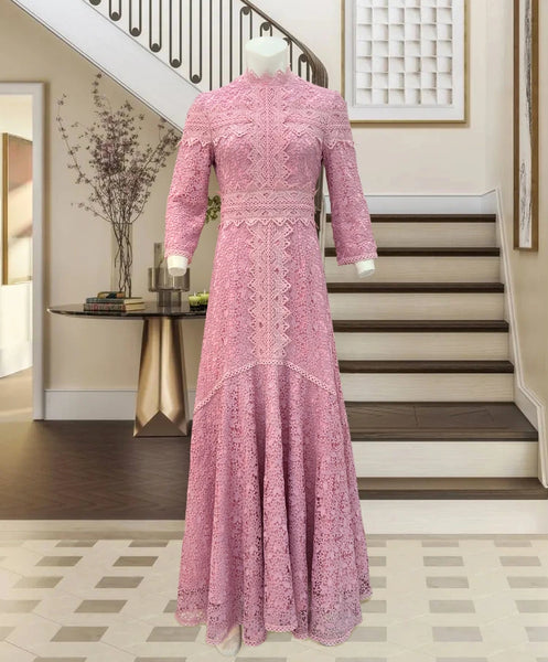 Hollow Blue Lace Dress