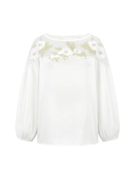 Sheer Floral Embroidered Shirt