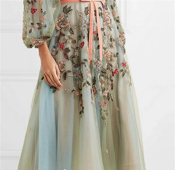 Embroidered Ruby Dress