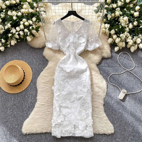 Embroidered Fishtail Dress