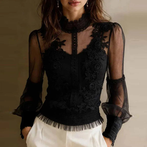 Lace Embroidered Sheer Top