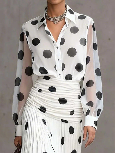 Polka Dot Chiffon Shirt