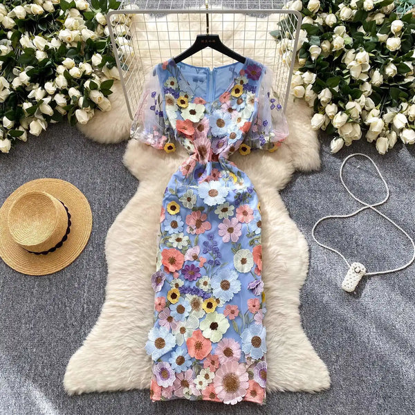Embroidered Fishtail Dress