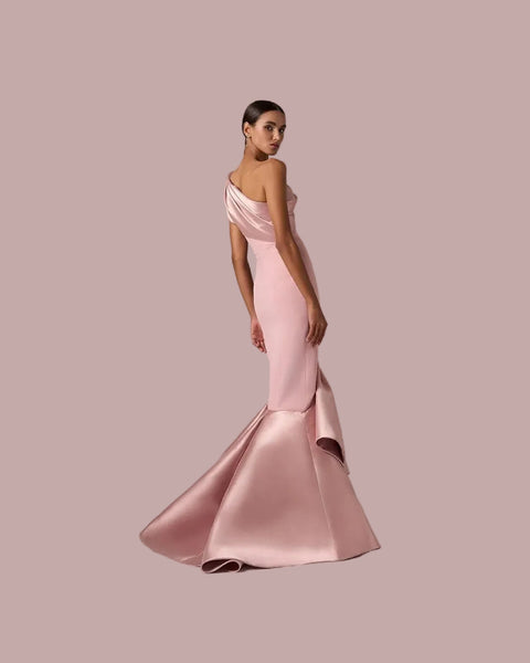 Pink Satin Evening Dress