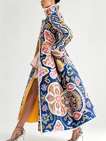 Boho Floral Trench Coat