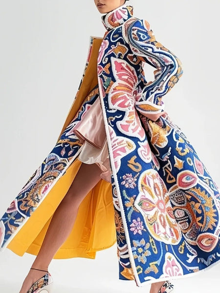 Boho Floral Trench Coat