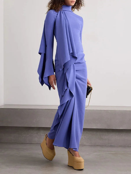 Scarf Ruffle Evening Dress